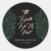 Till Death Do Us Part Green Rose Modern Wedding ラウンドシール (正面)