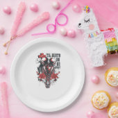 Till Death Do Us Part – Minimalist Skeleton Art Fo ペーパープレート (パーティー)