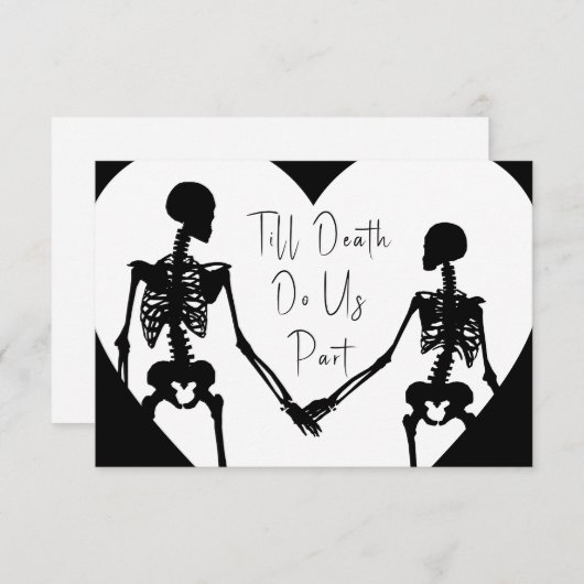 Till Death Do Us Part Skeleton'結婚 White RSVP (正面/裏面)