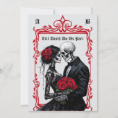 Till Death Do Us Part Skeleton Lovers Goth Wedding 招待状 (正面)