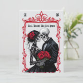 Till Death Do Us Part Skeleton Lovers Goth Wedding 招待状 (スタンド正面)