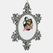 Till Death Do Us Part Skeleton Valentine Classic S スノーフレークピューターオーナメント (左)