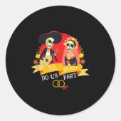 Till Death Do Us Part Sugar Skull Wedding Bride Gr ラウンドシール (正面)