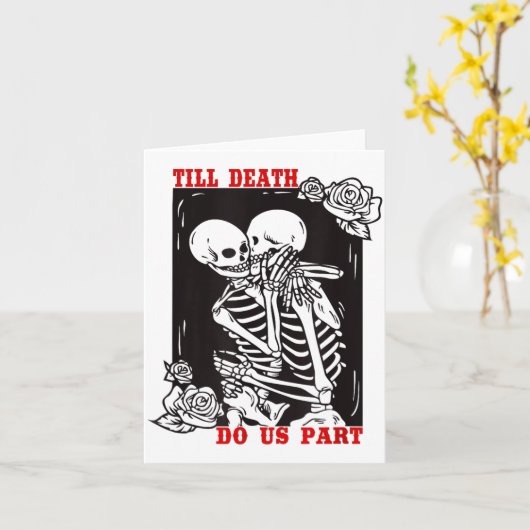 Till Death Do Us Part Wedding Skeleton Couple Vale カード (黄色い花)