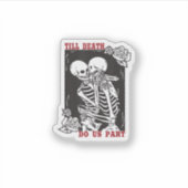 Till Death Do Us Part Wedding Skeleton Couple Vale シール (正面)