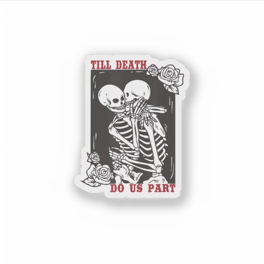 Till Death Do Us Part Wedding Skeleton Couple Vale シール (正面)