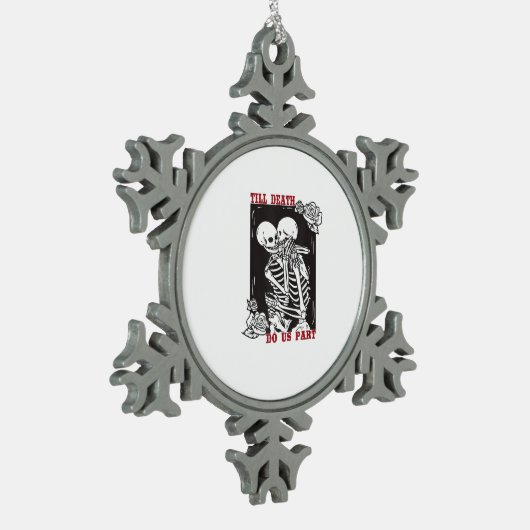 Till Death Do Us Part Wedding Skeleton Couple Vale スノーフレークピューターオーナメント (左)