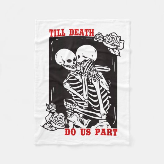 Till Death Do Us Part Wedding Skeleton Couple Vale フリースブランケット (正面)