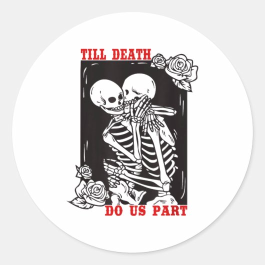Till Death Do Us Part Wedding Skeleton Couple Vale ラウンドシール (正面)