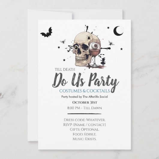 Till Death Do Us Party 面白い大人ハロウィン 招待状 (正面)
