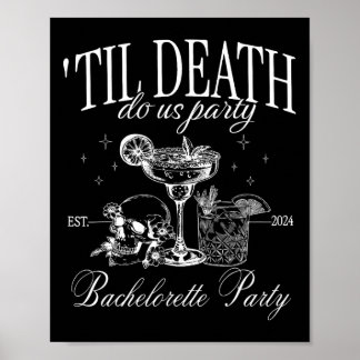 Till Death Do Us Party Funny Skeleton Drinking Che ポスター