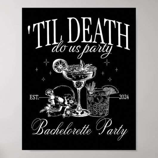 Till Death Do Us Party Funny Skeleton Drinking Che ポスター (正面)