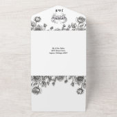Till Death Floral Skulls QR Code Gothic Wedding オールインワン招待状 (外側)