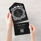 Till Death GothicスカルQR Code 結婚's オールインワン招待状 (貼ってはがせる)