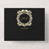 Till Death Gothic Blackと金ゴールドのQRコード結婚s オールインワン招待状 (裏面)