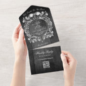 Till Death Gothic Black Wood QR Code 結婚's オールインワン招待状 (貼ってはがせる)