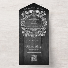Till Death Gothic Black Wood QR Code 結婚's オールインワン招待状