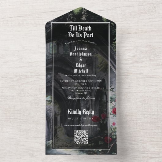 Till Death Gothic Ruins QR Code Wedding オールインワン招待状 (内側)