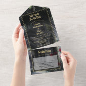 Till Death Gothic Ruins Roses Floral Wedding オールインワン招待状 (貼ってはがせる)