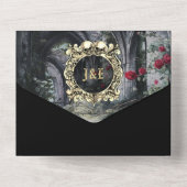 Till Death Gothic Ruins Roses Floral Wedding オールインワン招待状 (裏面)