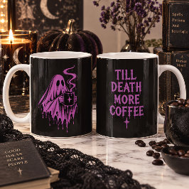 Till Death More Coffee パープルゴースト ハロウィン コーヒーマグカップ