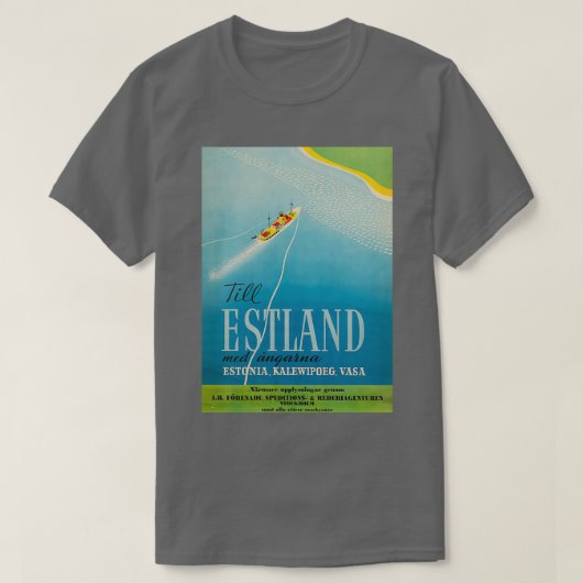 Till Estlandヴィンテージ旅行ポスター Tシャツ (デザイン正面)