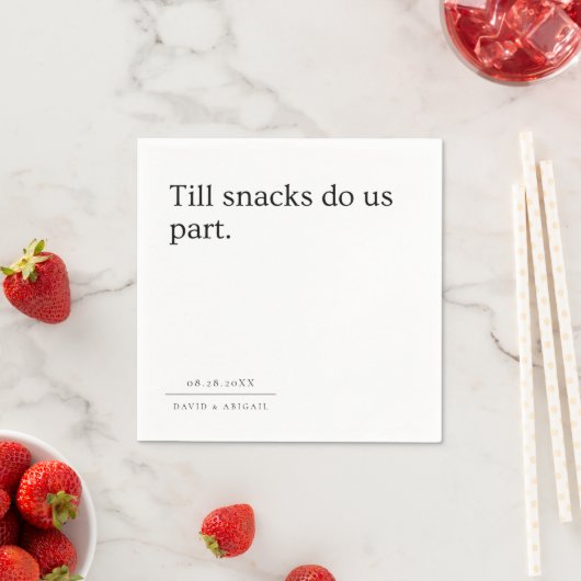 Till Snacks Do Us Part | 白黒の面白いデザイン スタンダードカクテルナプキン (インサイチュ)
