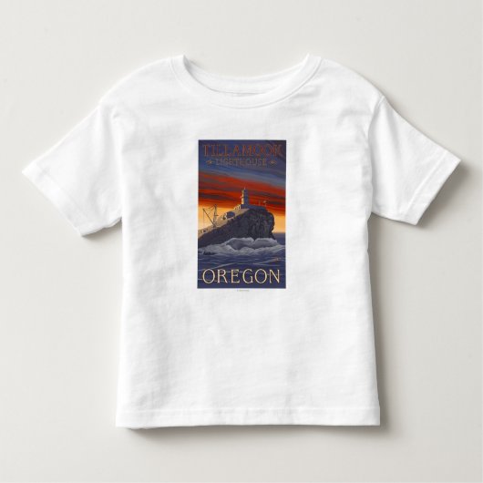 Tillamookの灯台ヴィンテージ旅行ポスター トドラーTシャツ (正面)