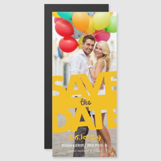 Tilt モダンSave The Date Photo Magnet Card マグネット招待状 (正面/裏面)