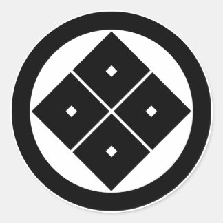 Tilted four-square-eyes in circle ラウンドシール