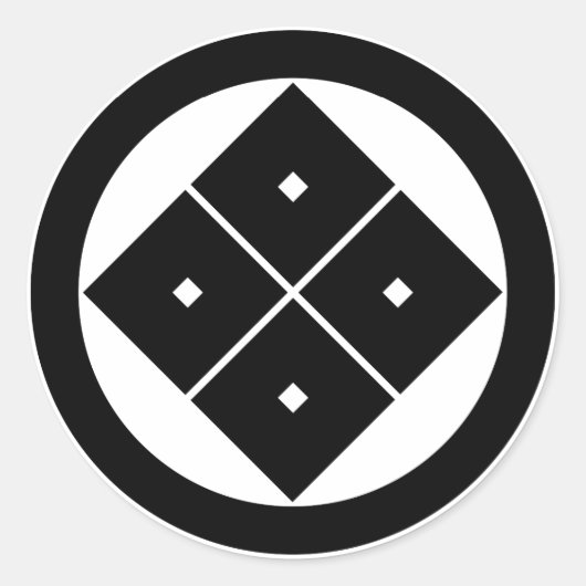 Tilted four-square-eyes in circle ラウンドシール (正面)