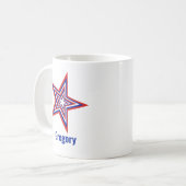Tilted Red White and Blue Patriotic USA Star コーヒーマグカップ (正面左)