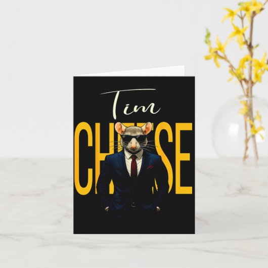 Tim Cheese - Funny Secret Agent Mouse Brainrot Kid カード (黄色い花)