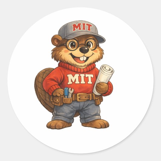 Tim the Beaver – Ghibli‑Inspired Mascot ラウンドシール (正面)