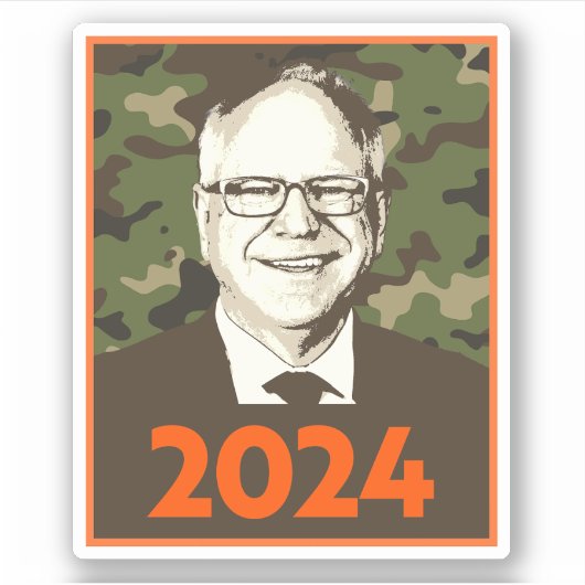 Tim Walz 2024希望inカモフラージュ シール (正面)
