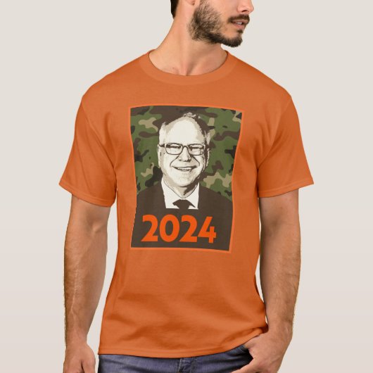 Tim Walz 2024希望inカモフラージュ Tシャツ (正面)