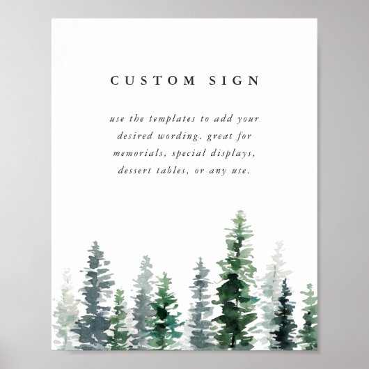 Timber Grove Custom Wedding Sign Template ポスター (正面)