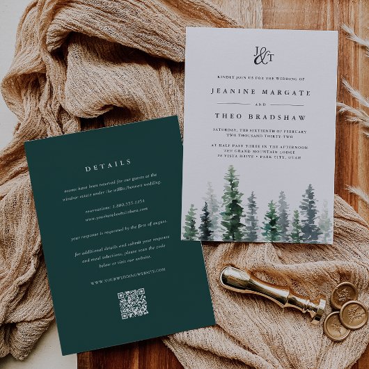 Timber Grove | Double-Sided Monogram Wedding 招待状