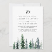 Timber Grove | Double-Sided Monogram Wedding 招待状 (正面)