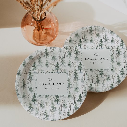 Timber Grove Evergreen Forest Wedding ペーパープレート