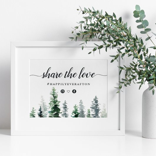 Timber Grove Wedding Hashtag Sign ポスター