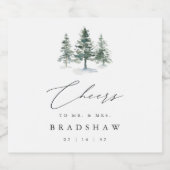 Timber Grove | Winter Evergreen Wedding ビールラベル (シングルラベル)