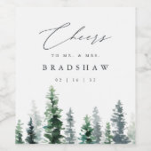 Timber Grove | Winter Evergreen Wedding ワインラベル (シングルラベル)