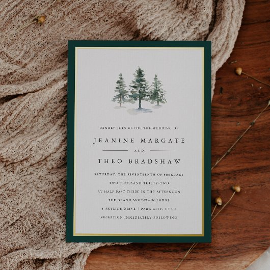 Timber Grove | Winter Pine Tree Wedding 箔招待状