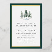 Timber Grove | Winter Pine Tree Wedding 箔招待状 (正面)