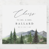 Timberline | 山の森の水彩画の結婚式 ビールラベル (シングルラベル)