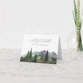 Timberline | 水彩画の山と森のウエディング サンキューカード (正面)