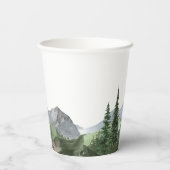 Timberline | 水彩画の山と森のウエディング 紙コップ (裏面)