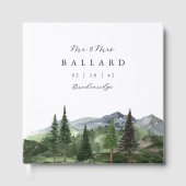 Timberline | 水彩画の山の森のウエディング ゲストブック (正面)
