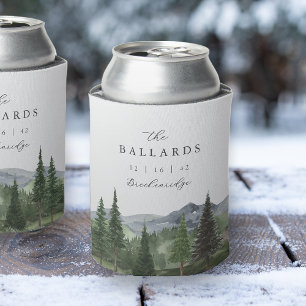 Timberline 水彩画の山の結婚式の引き出物 缶クーラー